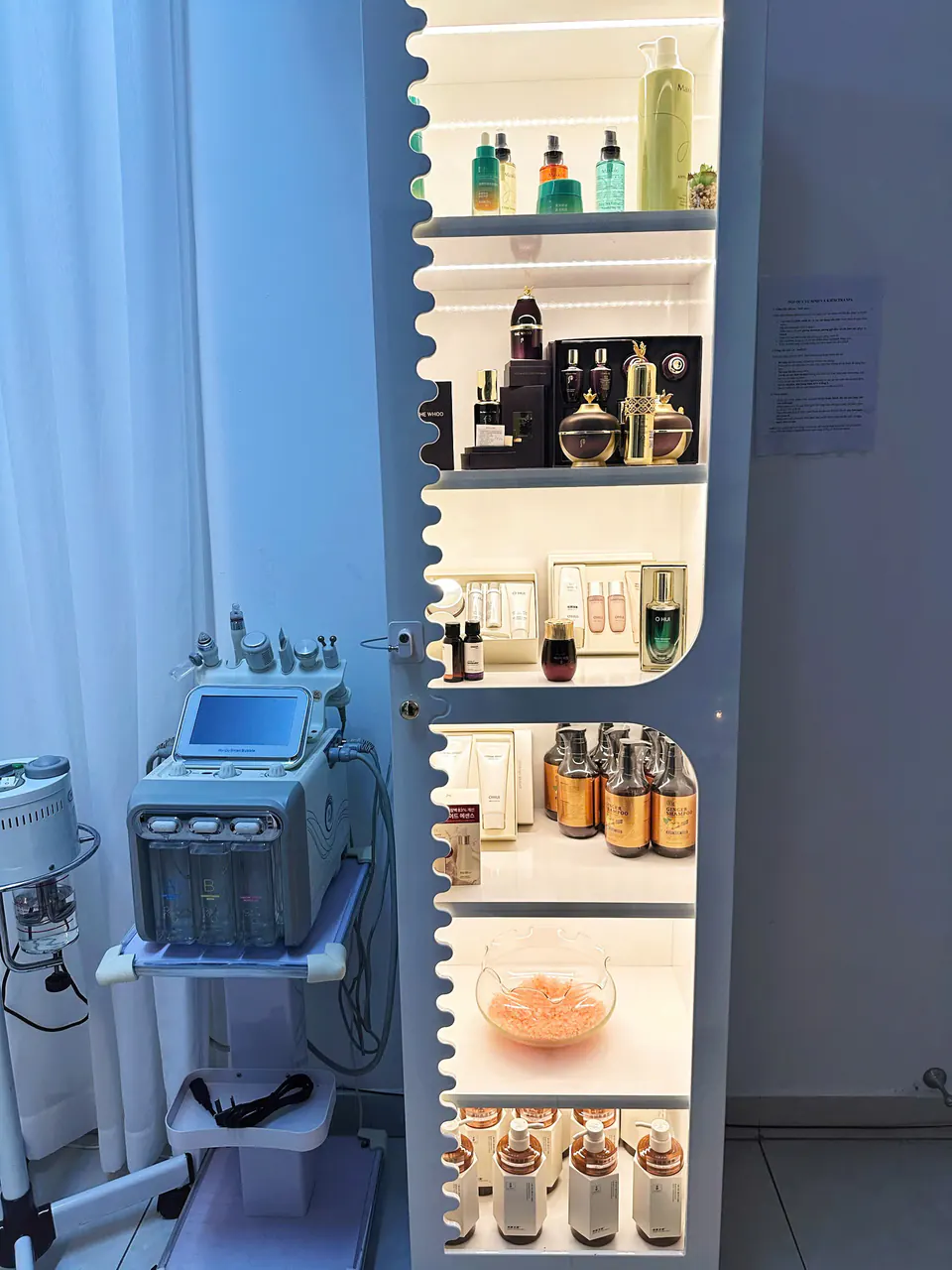Skincare products and facial care equipment at DaBee Spa