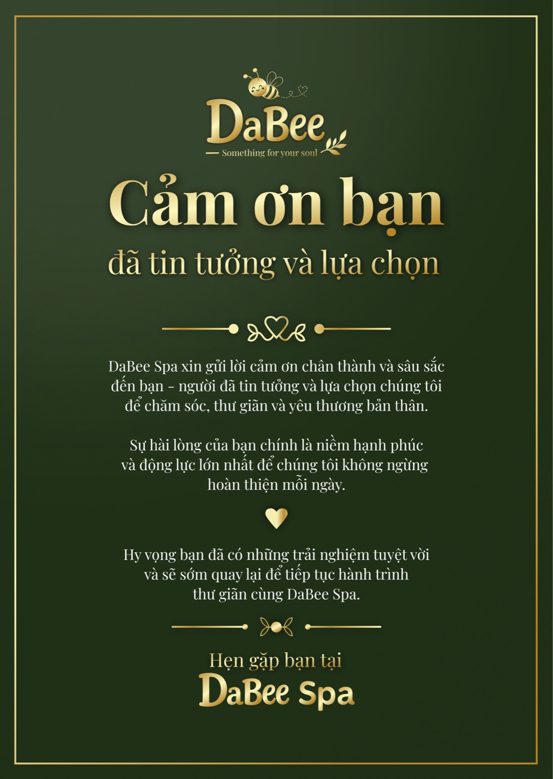 Trang cuối menu Dabee Spa