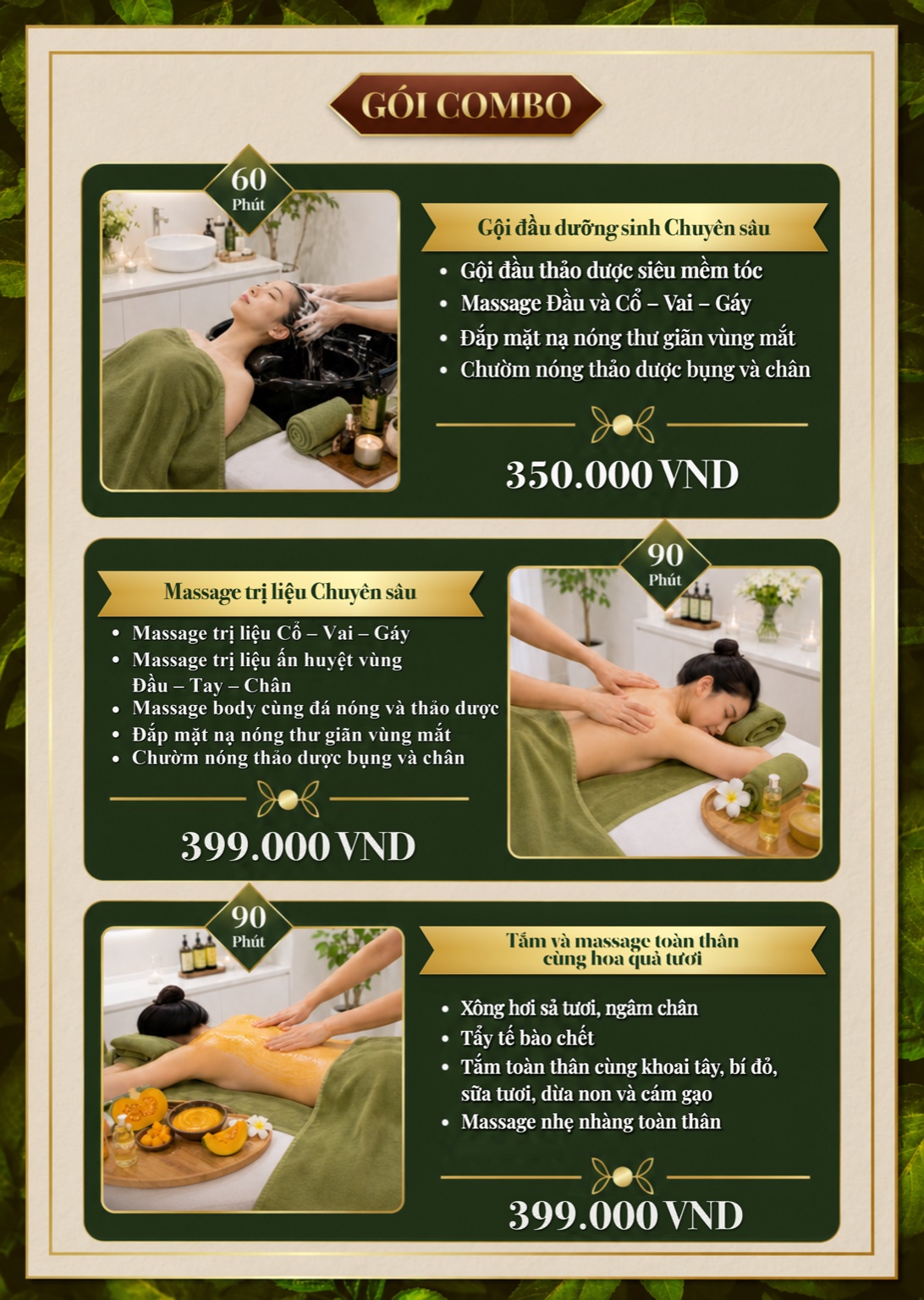 Bảng giá Combo DaBee Spa